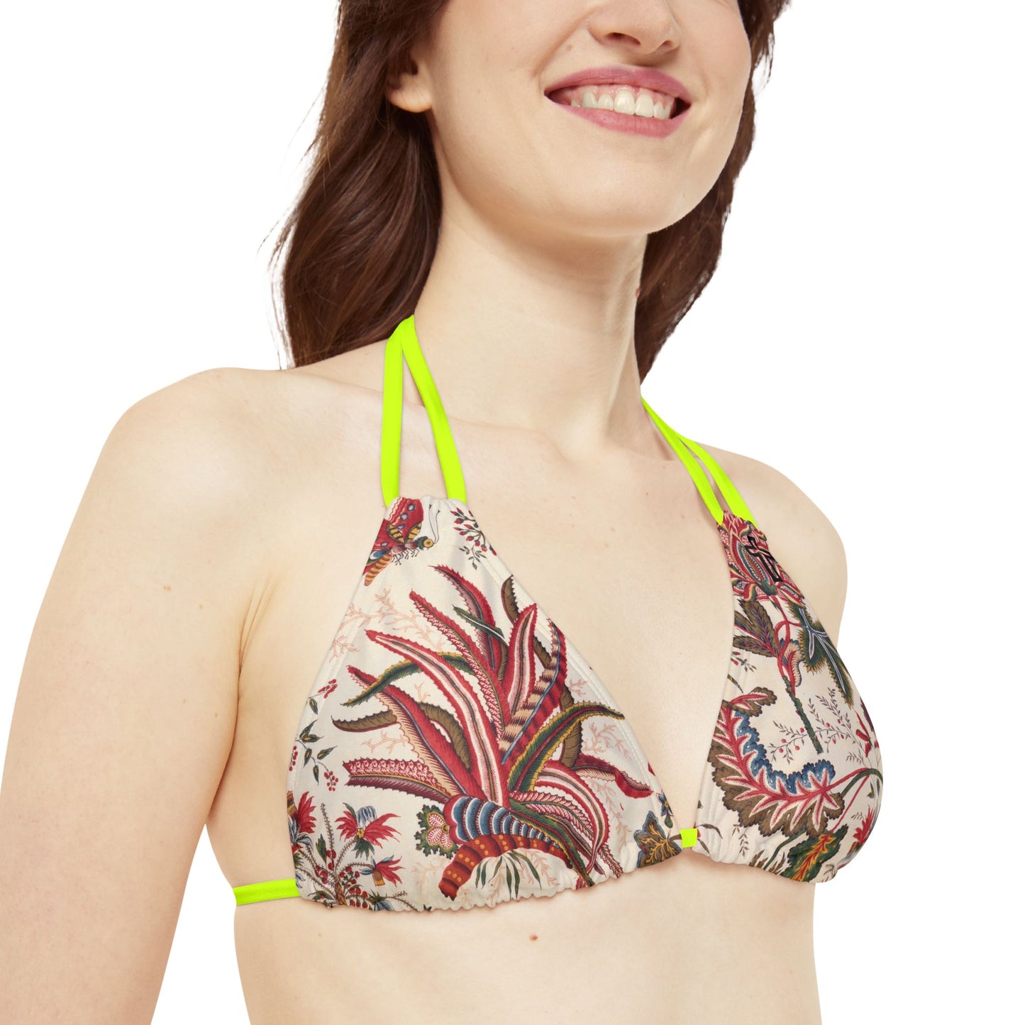 Tropical Cross Floral Strappy Bikini Set