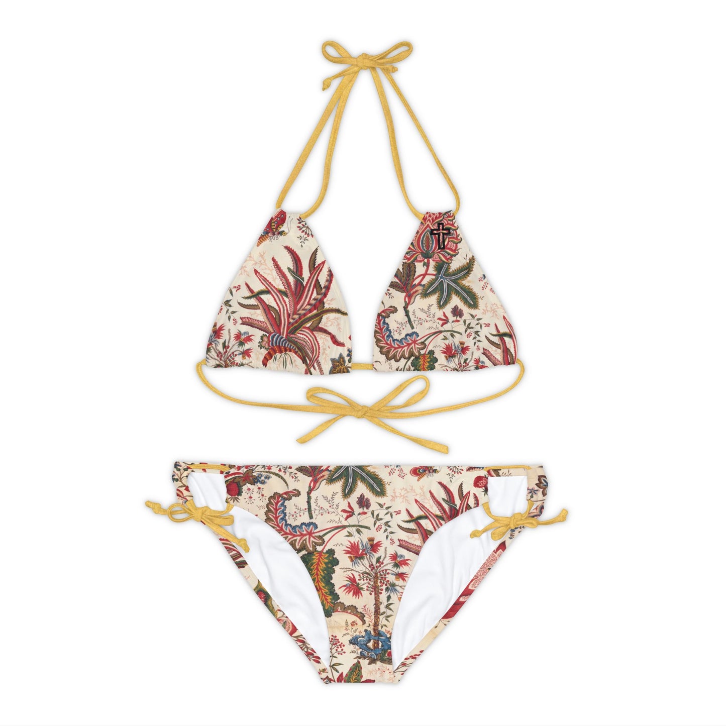 Tropical Cross Floral Strappy Bikini Set
