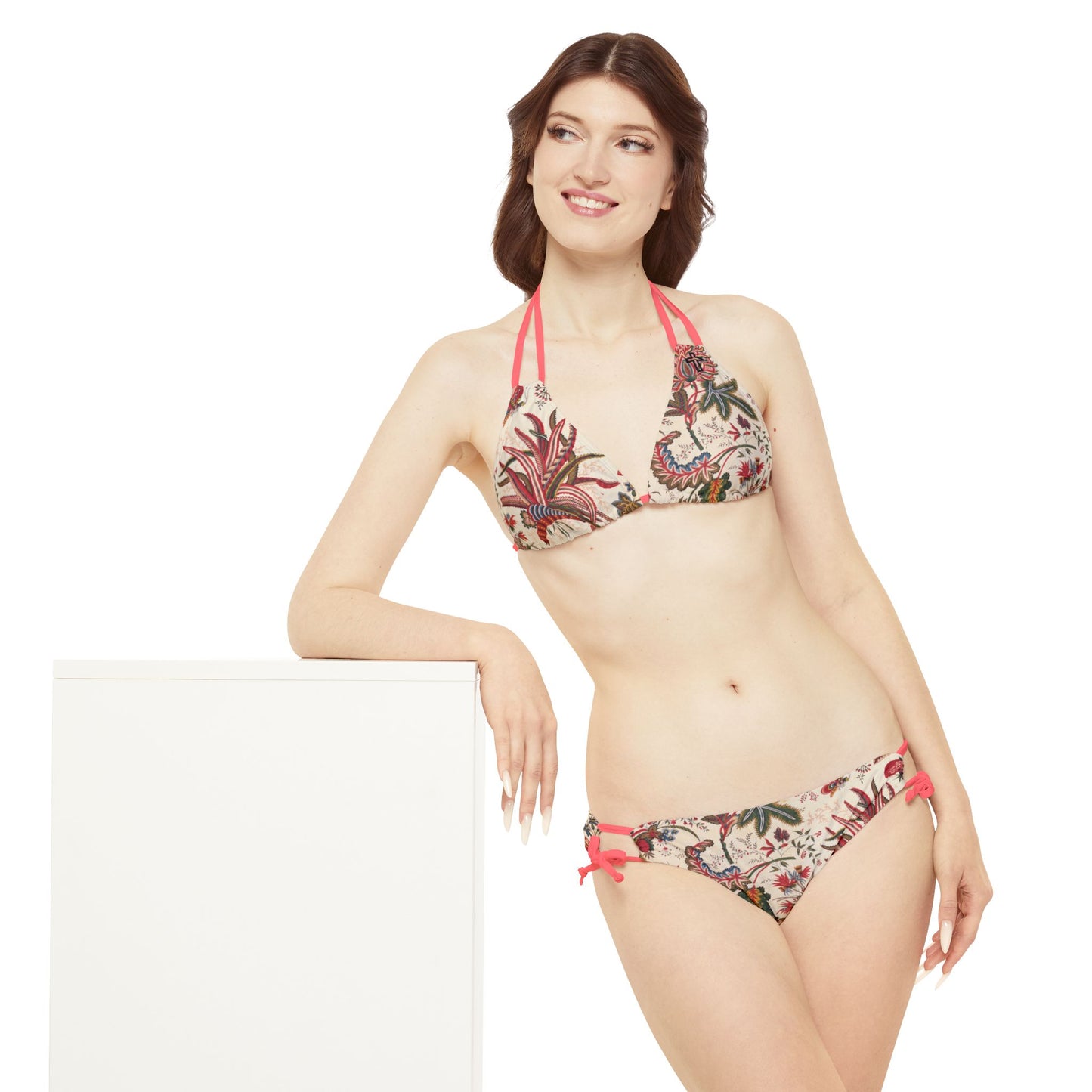 Tropical Cross Floral Strappy Bikini Set