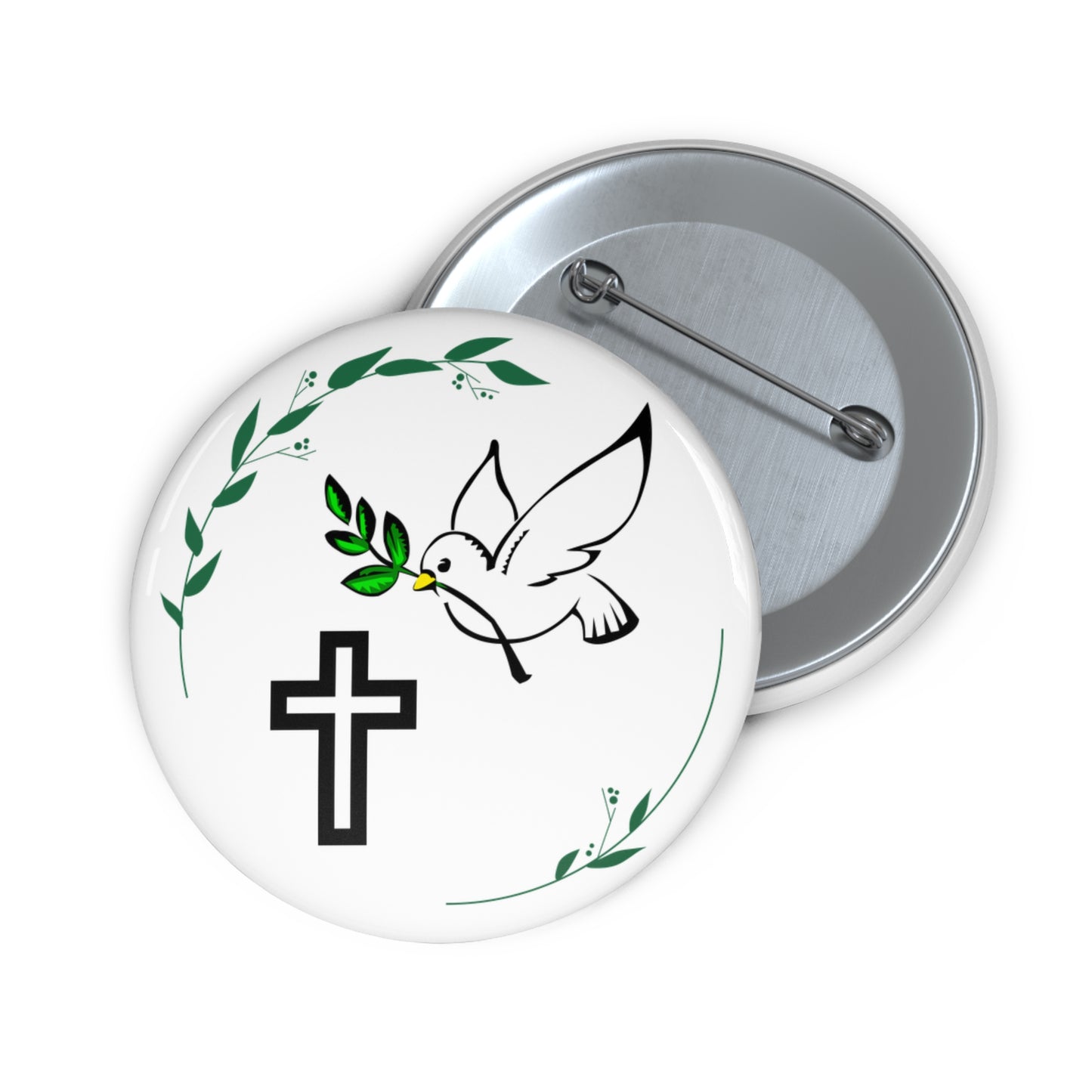 Olive Branch Cross Pin Buttons