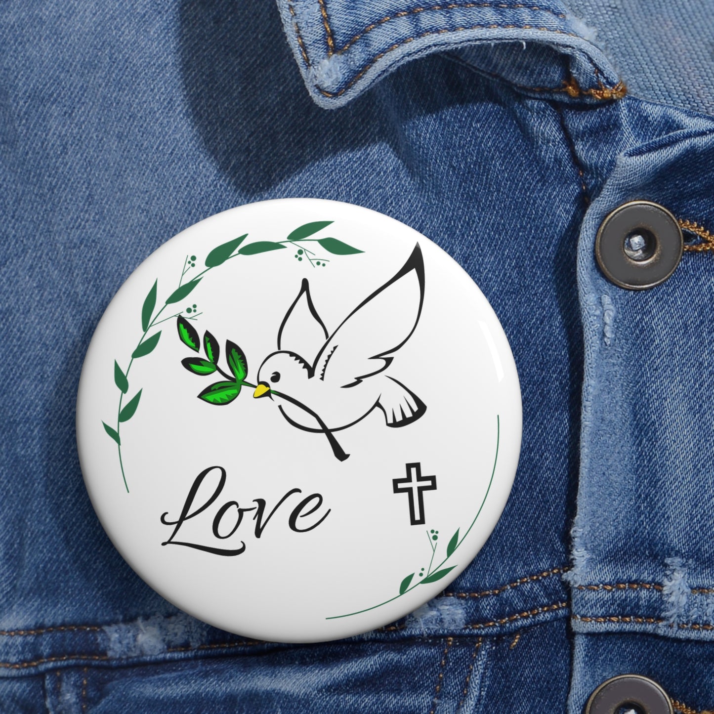 Olive Branch Cross Pin Buttons