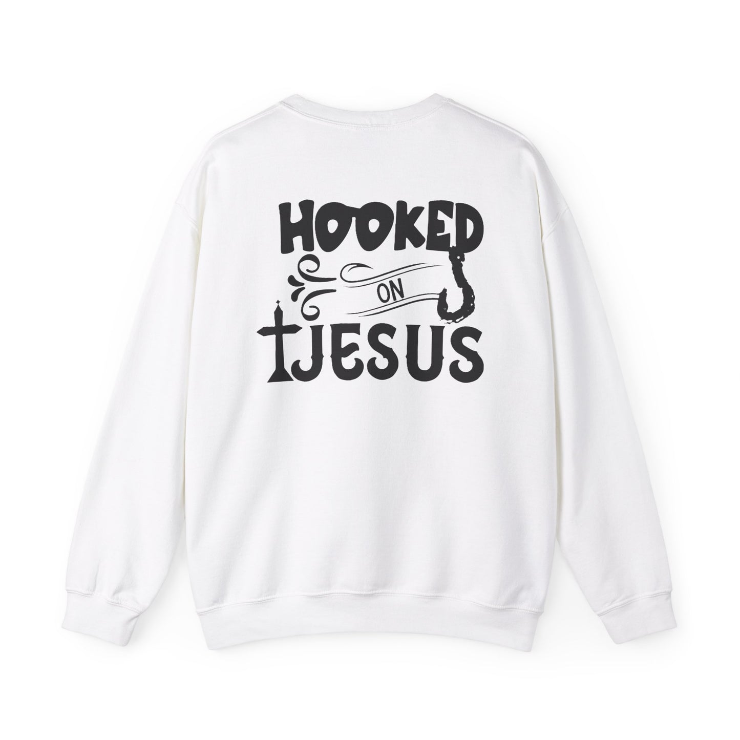 Embroidered Hooked on Jesus Crewneck Sweatshirt
