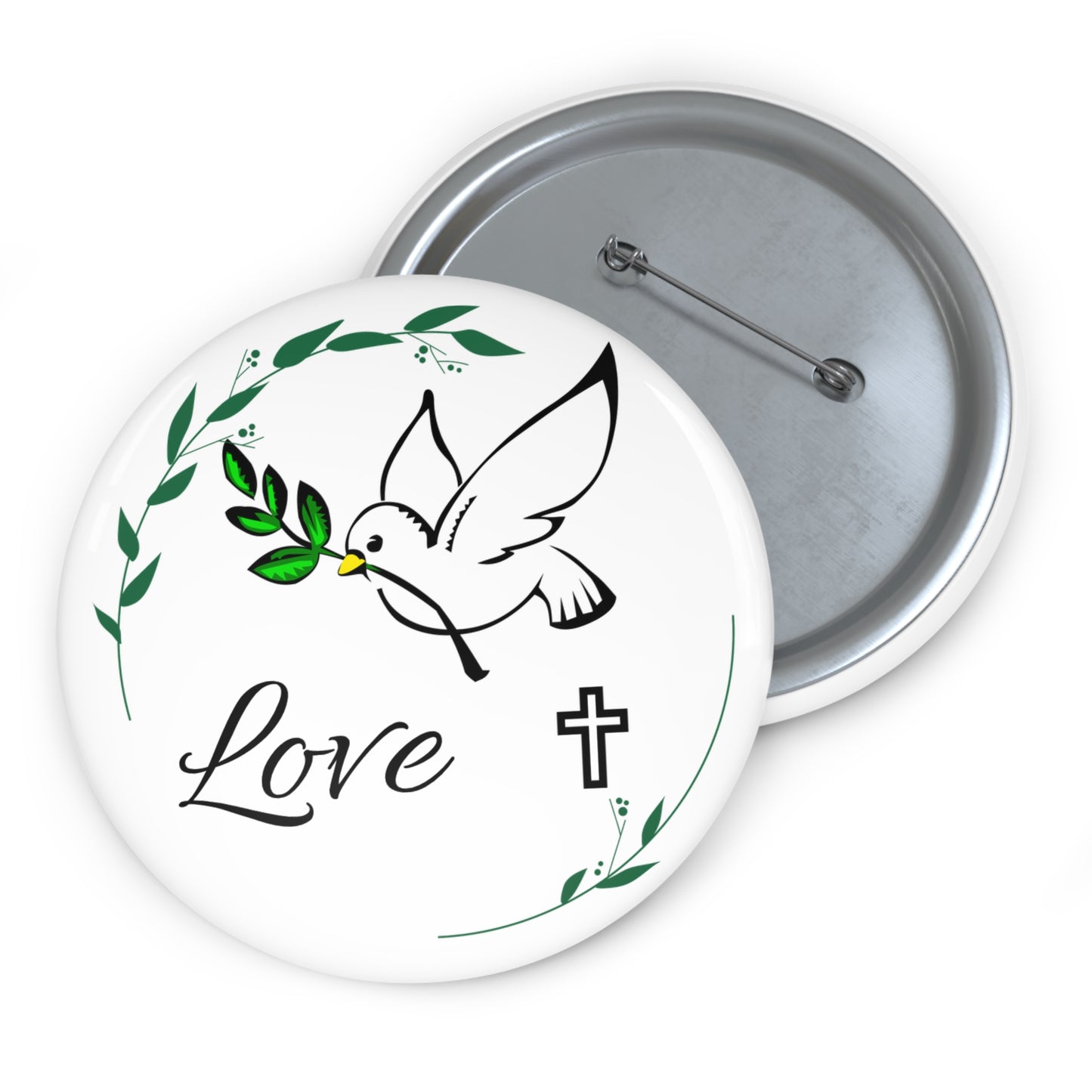 Olive Branch Cross Pin Buttons