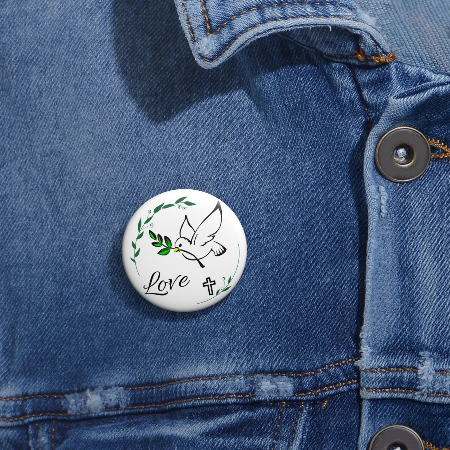 Olive Branch Cross Pin Buttons