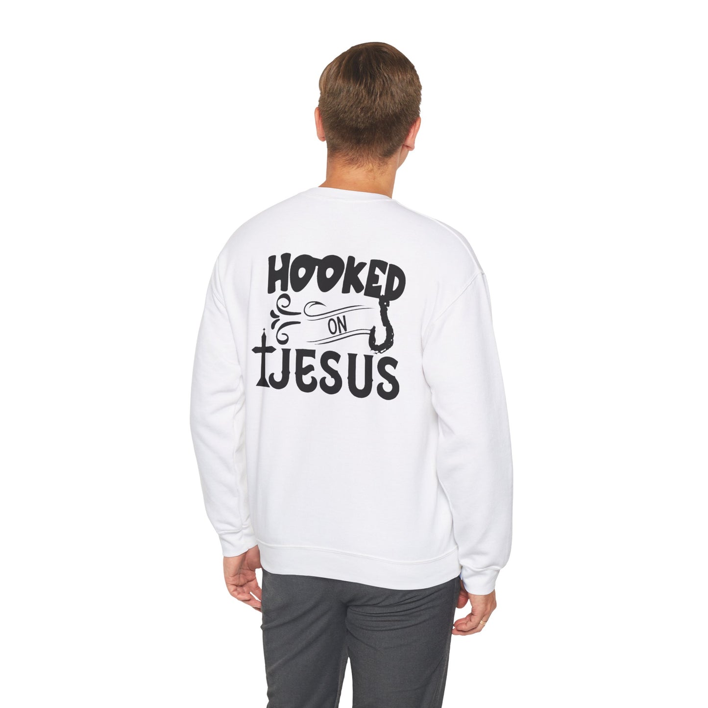 Embroidered Hooked on Jesus Crewneck Sweatshirt