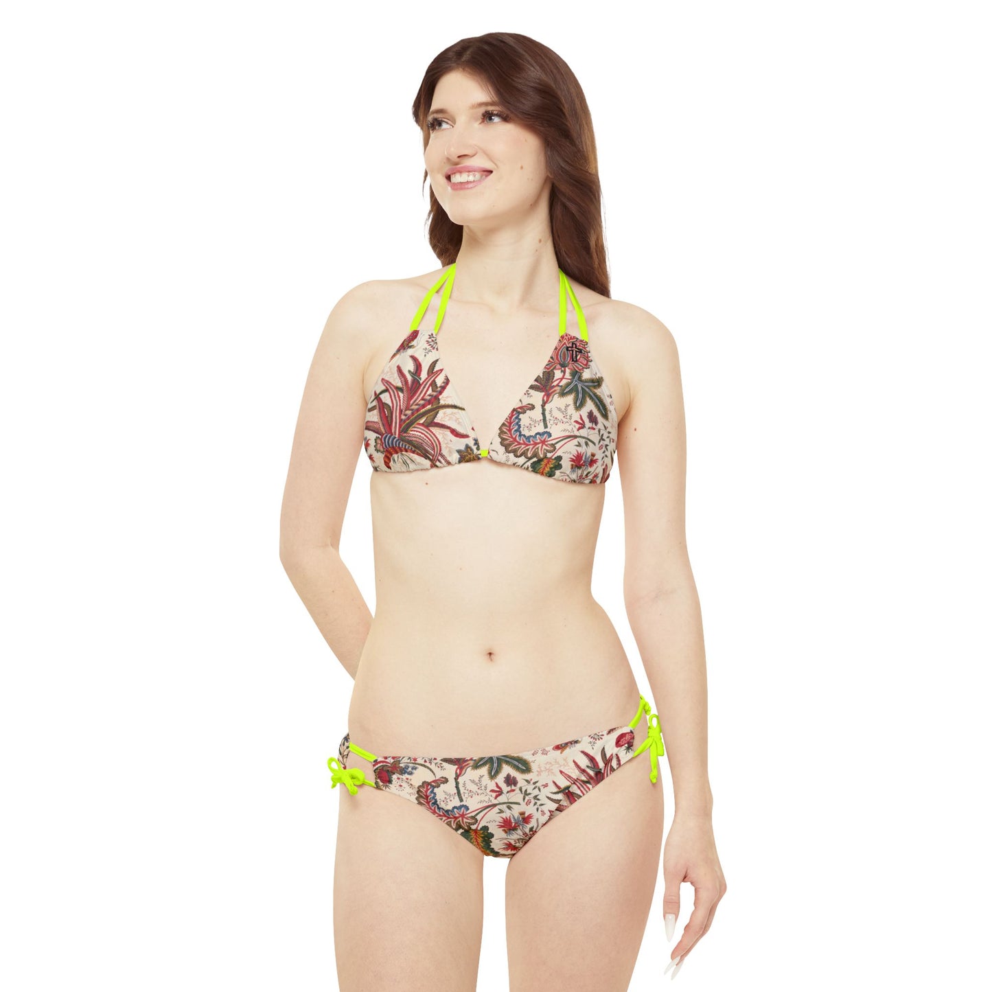 Tropical Cross Floral Strappy Bikini Set