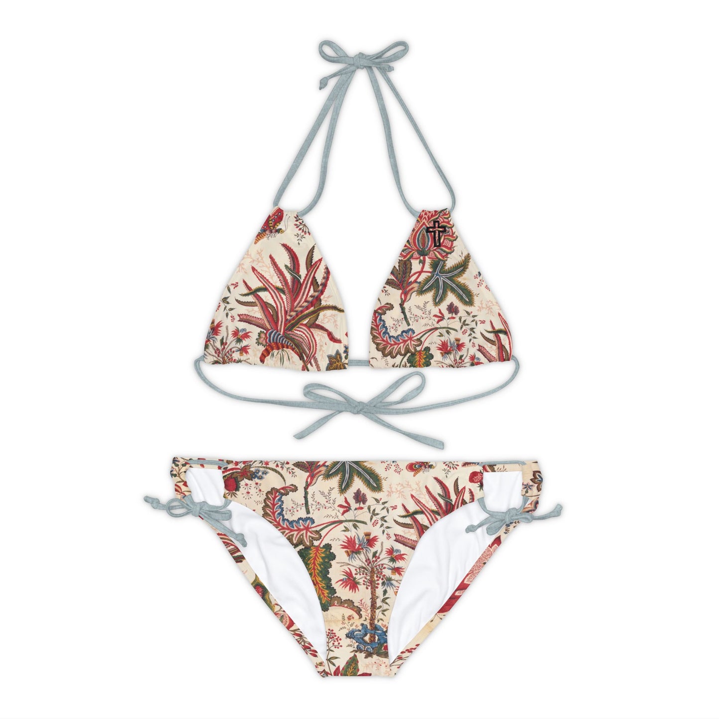 Tropical Cross Floral Strappy Bikini Set