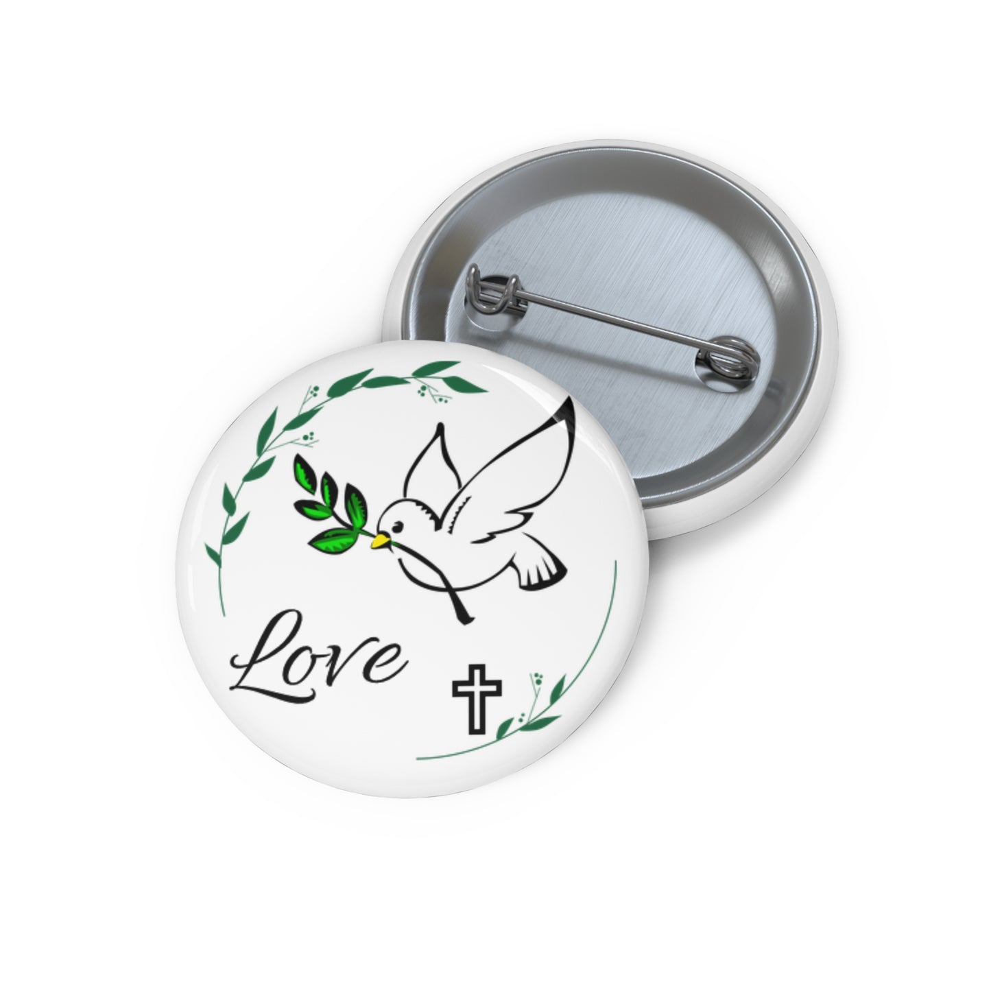 Olive Branch Cross Pin Buttons