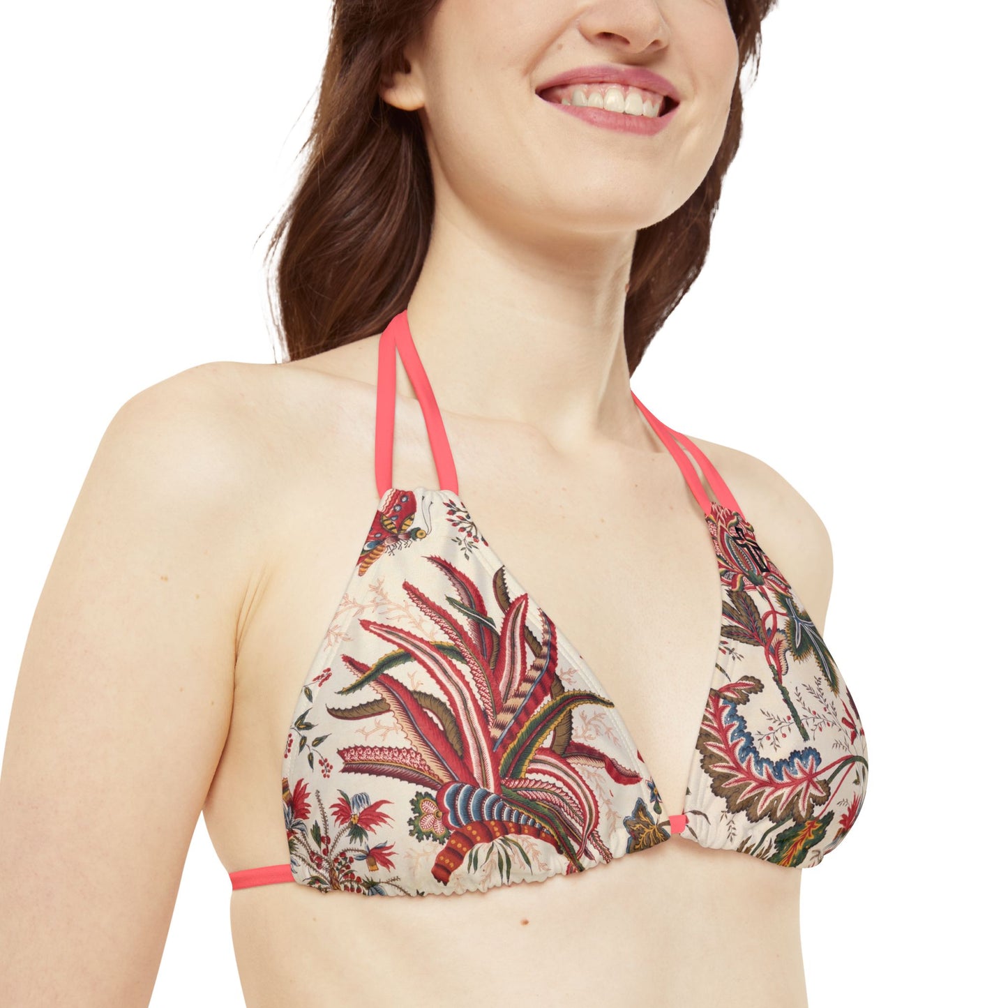 Tropical Cross Floral Strappy Bikini Set