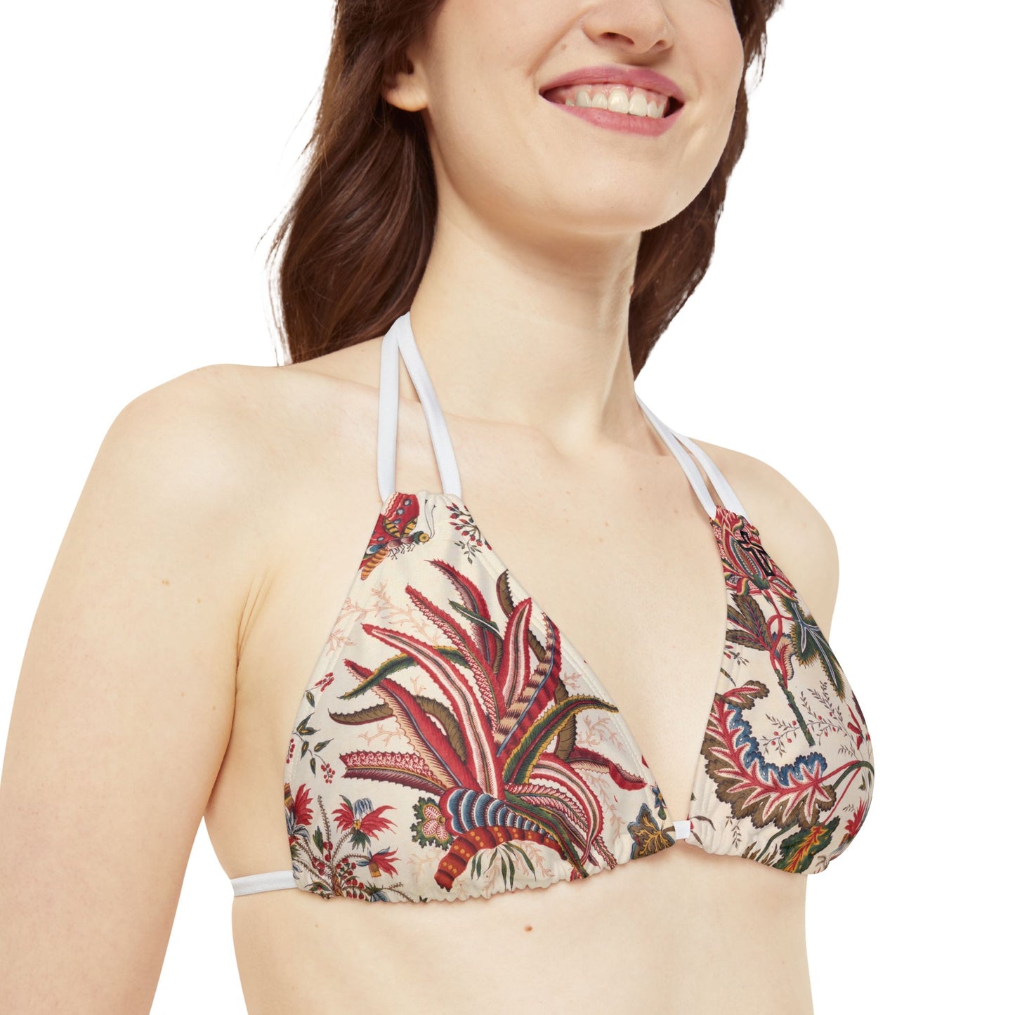 Tropical Cross Floral Strappy Bikini Set