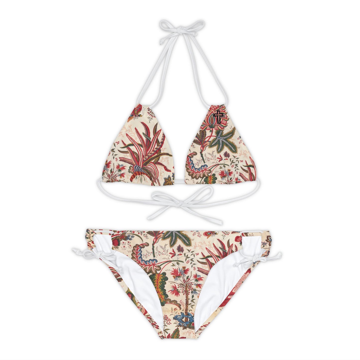 Tropical Cross Floral Strappy Bikini Set