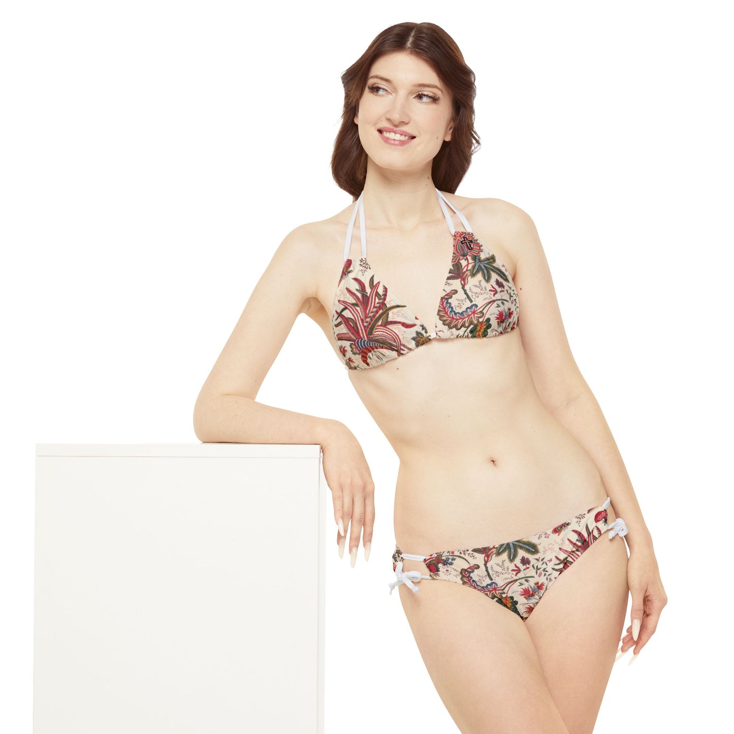 Tropical Cross Floral Strappy Bikini Set