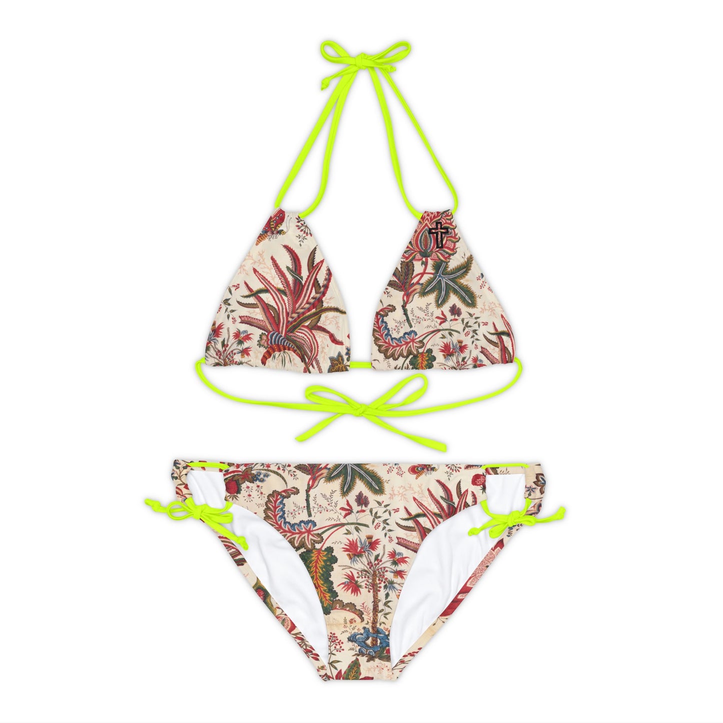 Tropical Cross Floral Strappy Bikini Set