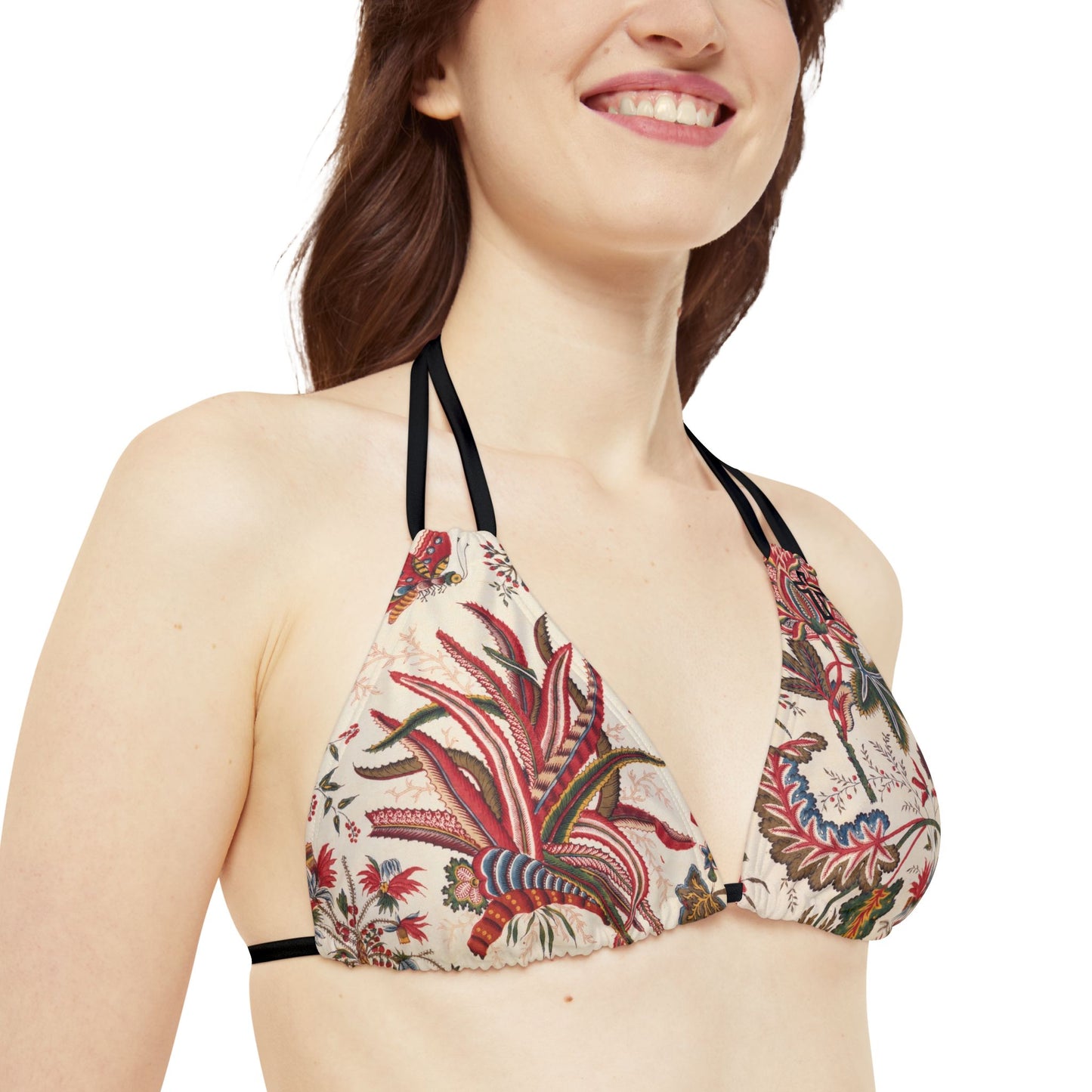 Tropical Cross Floral Strappy Bikini Set