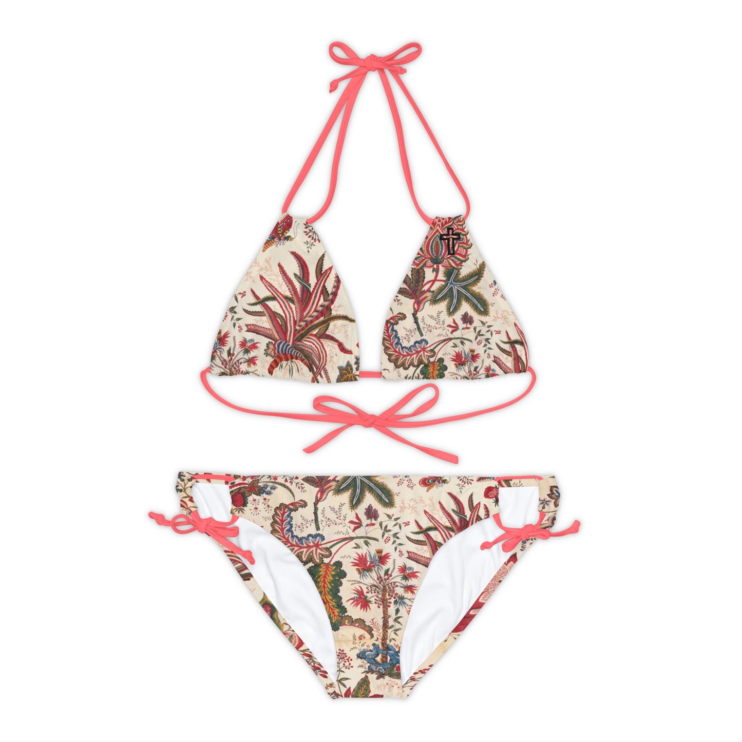 Tropical Cross Floral Strappy Bikini Set